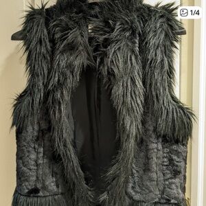 LOFT Dark Gray Faux Fur Teddy Jacket